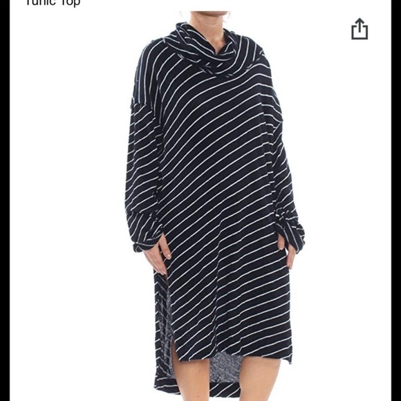 Free People Gotta Have it Cowl Neck Striped Tunic Top Size Medium Tunic Dress - Picture 2 of 13
